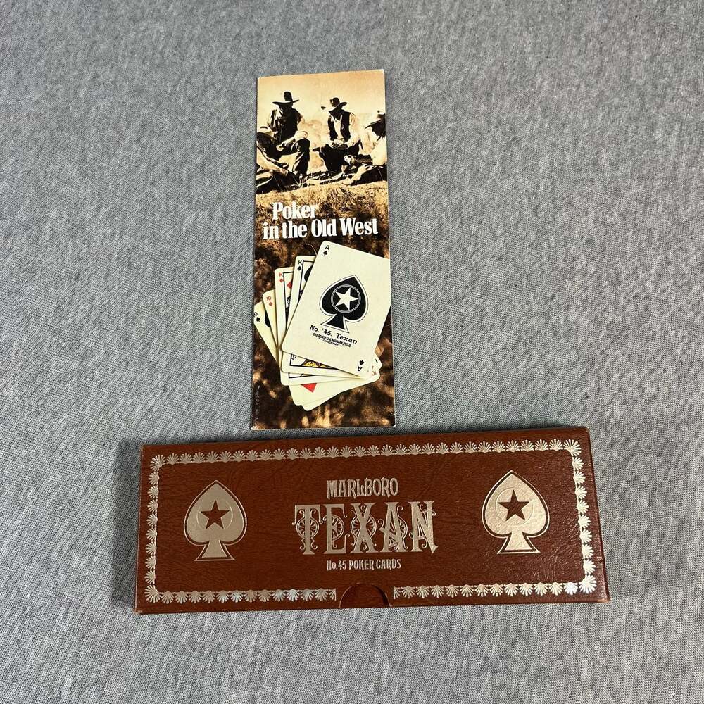 Vintage Marlboro Texan No. 45 Double Deck Poker Playing Cards, Box & Booklet